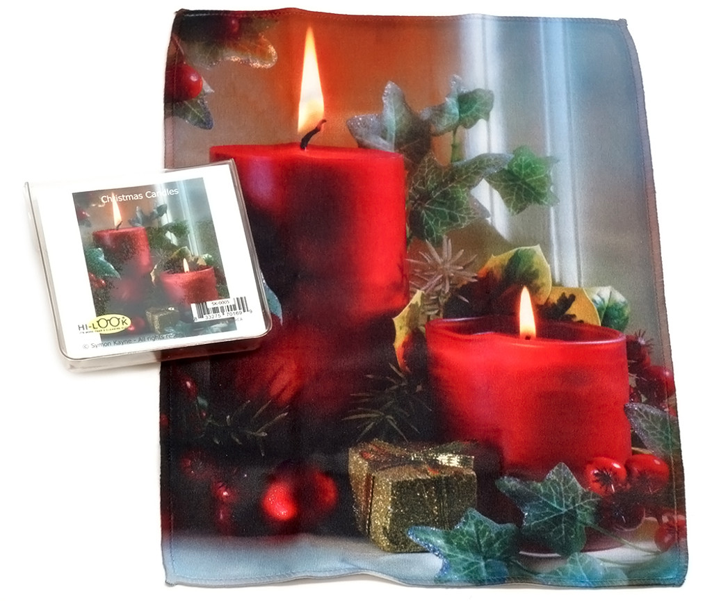 Holiday Christmas Theme Cleaning Cloth, Christmas Candles