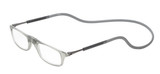 Profile View of Calabria SP03 Snap Magnetic Reading Glasses Crystal Grey Front Connect Adjustable Temples Around Neck Hanging Readers