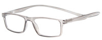 Profile View of Magz Gramercy Magnetic Neck Hanging Reading Glasses w/ Snap It Design in Crystal Transparent Smoke Gray