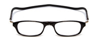 Front View of Snap Magnetic C1 Unisex Oval Designer Reading Glasses in Gloss Black Silver 52mm