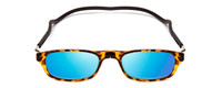 Front View of Snap Magnetic SP01-C2 Designer Polarized Sunglasses with Custom Cut Blue Mirror Lenses in Dark Brown Tortoise Havana Red Unisex Oval Full Rim Plastic 52 mm
