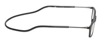 Side View of Calabria SP02 Snap Magnetic Reading Glasses Black Front Connect Adjustable Temples Eyeglass Around Neck Hanging Readers