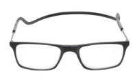 Front View of Calabria SP02 Snap Magnetic Reading Glasses Black Front Connect Adjustable Temples Eyeglass Around Neck Hanging Readers