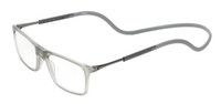 Profile View of Calabria SP02 Snap Magnetic Reading Glasses Crystal Grey Front Connect Adjustable Temples Around Neck Hanging Readers