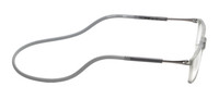 Side View of Calabria SP02 Snap Magnetic Reading Glasses Blue Light Crystal Grey Adjustable Temples Around the Neck Hanging Readers