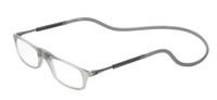 Profile View of Calabria SP03 Snap Magnetic Reading Glasses Crystal Grey Front Connect Adjustable Temples Around Neck Hanging Readers
