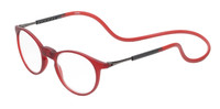 Profile View of Calabria SP04 Snap Magnetic Reading Glasses Crystal Red Front Connect Adjustable Temples Around Neck Hanging Readers