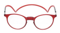Front View of Calabria SP04 Snap Magnetic Reading Glasses Crystal Red Front Connect Adjustable Temples Around Neck Hanging Readers
