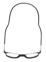 Top View of Calabria SP04 Snap Magnetic PROGRESSIVE LENS Blue Light Filter Reading Glasses Black Front Connect Adjustable Temples Eyeglass Around Neck Hanging Readers