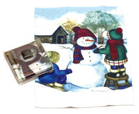 Holiday Christmas Theme Cleaning Cloth Making A Snowman