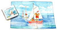 Holiday Christmas Theme Cleaning Cloth, Santa's Boat Parade