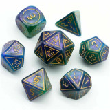 Foam Brain Games Cybernated Purple and Green RPG Dice Set - XLarge