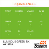 AK Interactive 3G Acrylic Luminous Green Ink AK11225