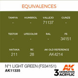 AK Interactive 3G Acrylic Light Green No.1 FS34151 AK11335