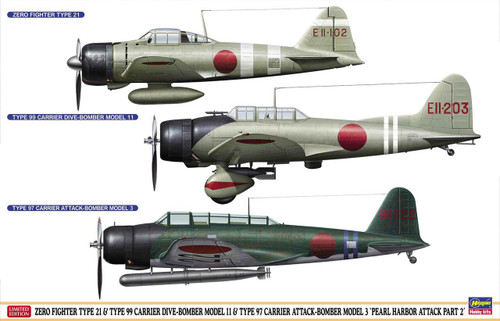 Hasegawa 1/48 Pearl Harbor Attack Set Pt.2 Zero, Kate and Val 07504