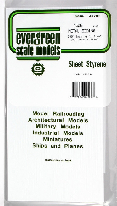Evergreen Scale Models Corrugated Siding .040 Spacing 4526 