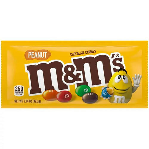 Mars M&M's Peanut Milk Chocolate Candy, Full Size - 1.74 oz Pouch 