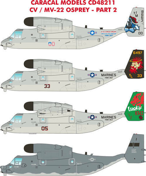 Caracal Decals 1/48 CV-22, MV-22 Ospreys Pt.2 48211