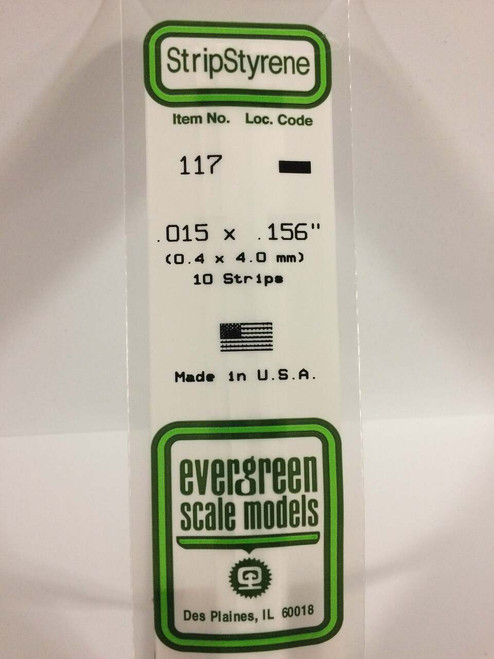Evergreen Scale Models Strip Styrene .015 x .156 10 117