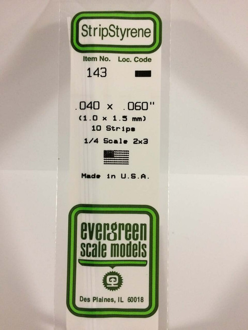 Evergreen Scale Models Strip Styrene .040 x .060 10 143