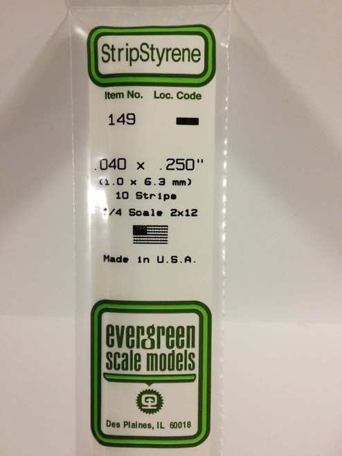Evergreen Scale Models Strip Styrene .040 x .250 10 149