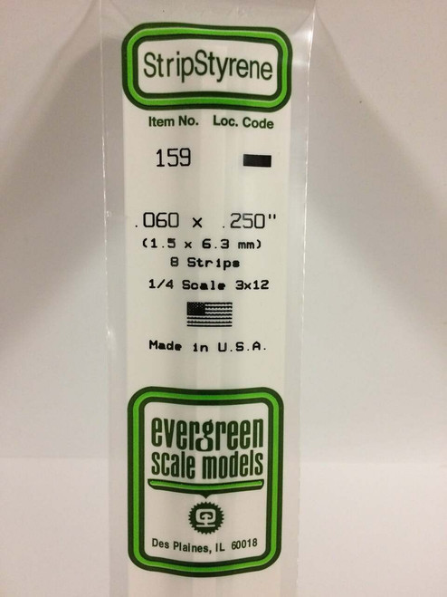 Evergreen Scale Models Strip Styrene .060 x .250 8 159