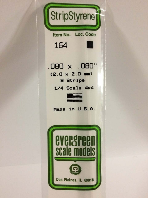 Evergreen Scale Models Strip Styrene .080 x .080 9 164