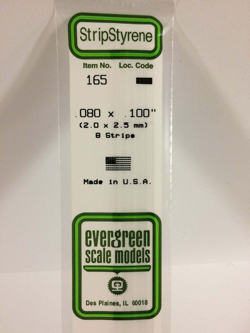Evergreen Scale Models Strip Styrene .080 x .100 8 165