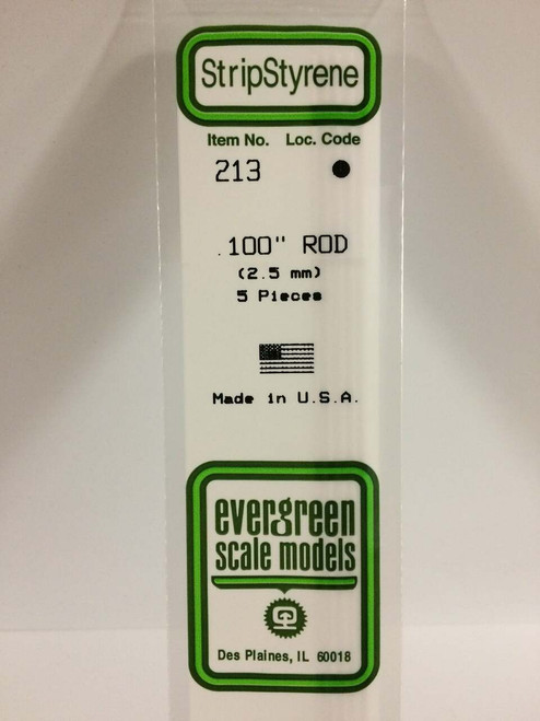 Evergreen Scale Models Round Rod .100 5 213