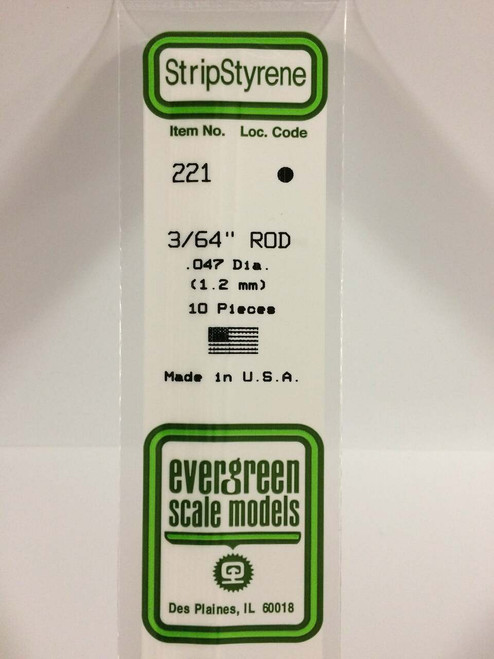 Evergreen Scale Models Round Rod 3/64 10 221