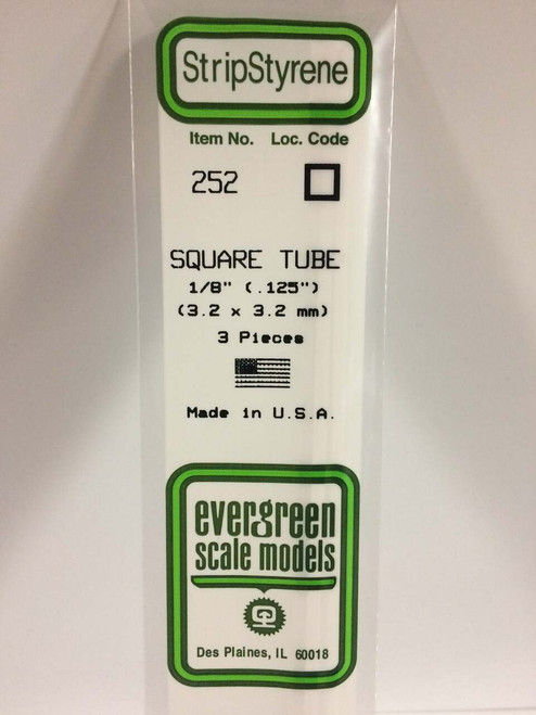 Evergreen Scale Models Square Tubing 1/8 3 252