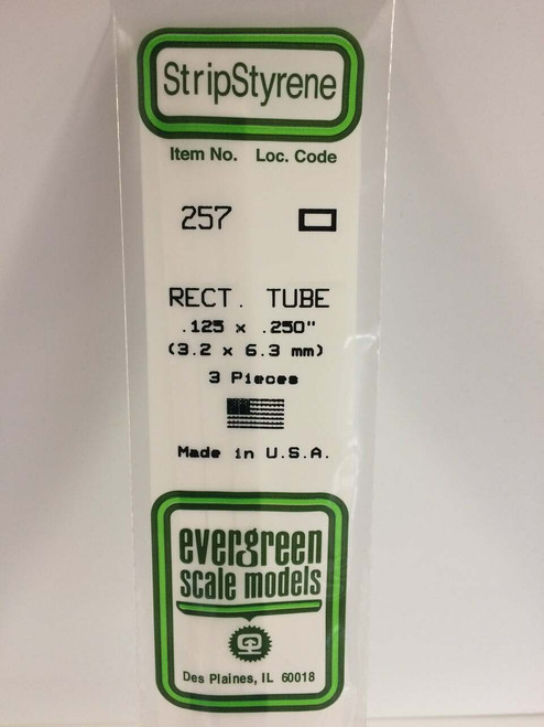 Evergreen Scale Models Rectangular Tubing .125 x .250 3 257