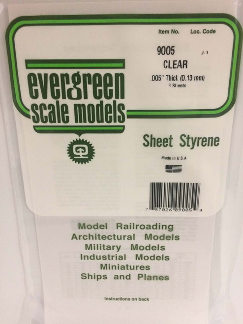 Evergreen Scale Models Clear Sheet .005 x 6 x 12 3 9005