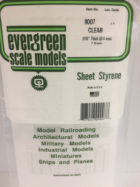 Evergreen Scale Models Clear Sheet .015 x 6 x 12 2 9007