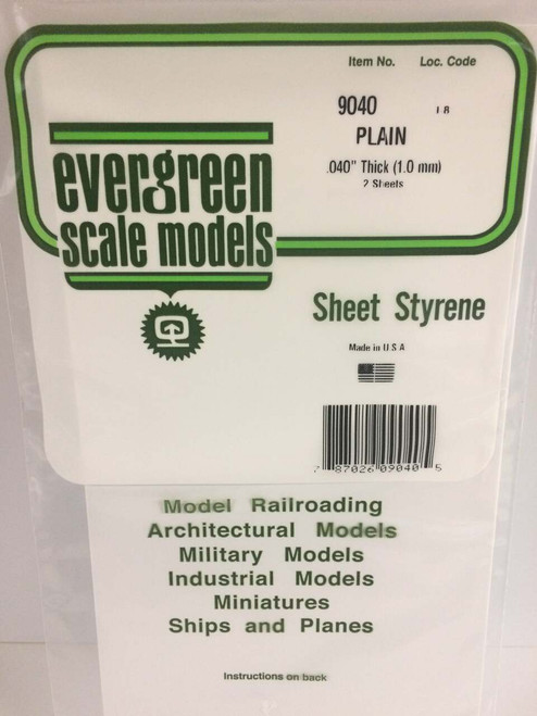 Evergreen Scale Models White Sheet .040 x 6 x 12 2 9040