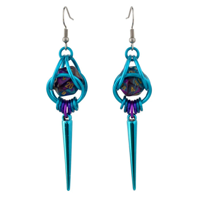 D20 Dice Earrings with Spike - Magical Butterfly D20 Dice Earrings with Spike - Magical Butterfly