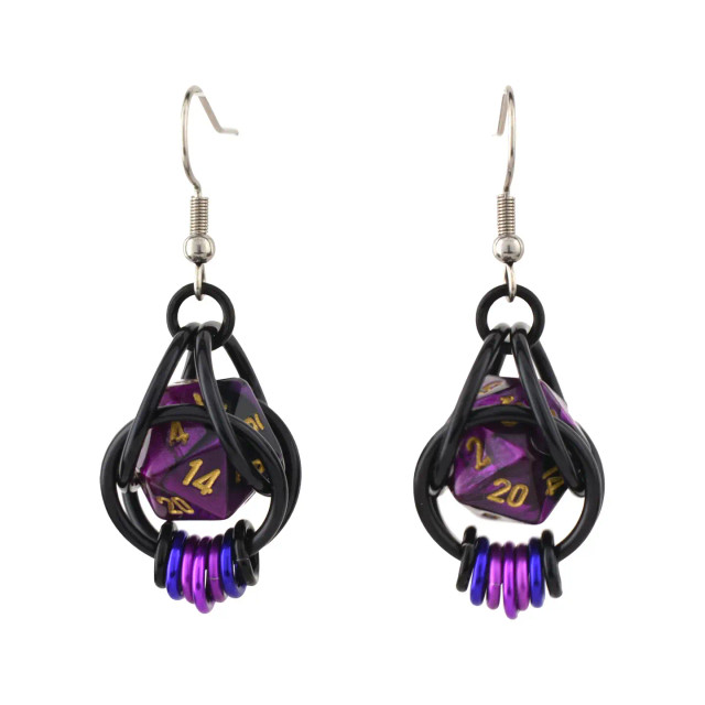 D20 Purple Goth Dice Earrings D20 Purple Goth Dice Earrings