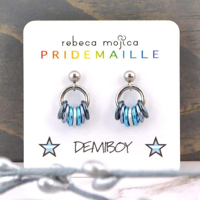 Demiboy Pride - Tiny Hoop Flag Earring Demiboy Pride - Tiny Hoop Flag Earring