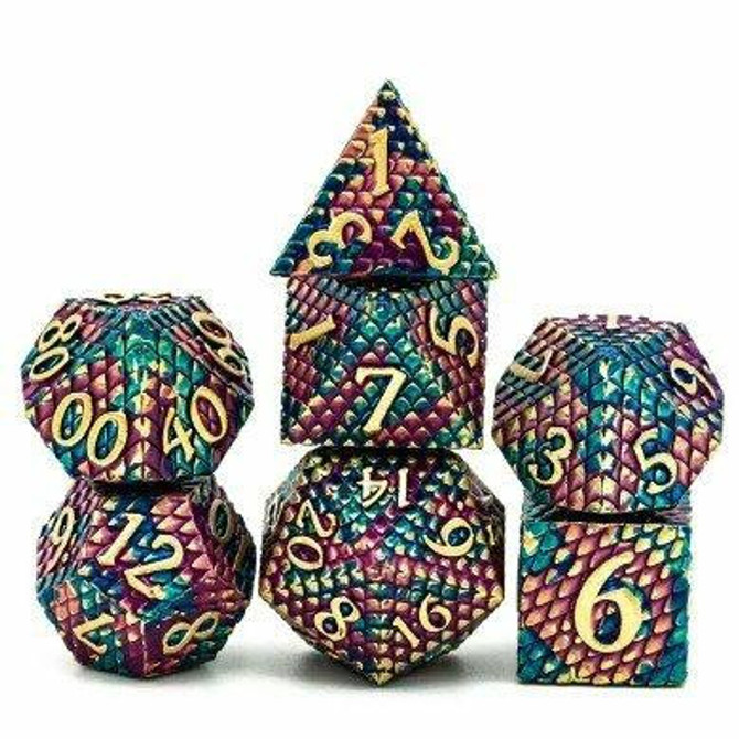 Foam Brain Games Gold Dragon Scale RPG Metal Dice Set