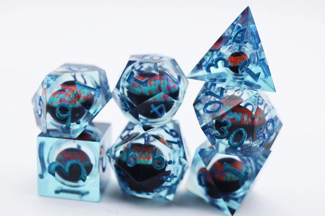 Foam Brain Games Sharp Edge Moving Eye RPG Dice Set - Teal Cyclops 