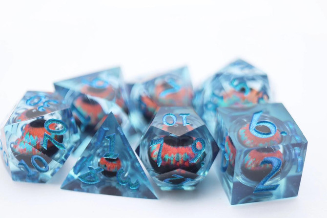 Foam Brain Games Sharp Edge Moving Eye RPG Dice Set - Teal Cyclops 