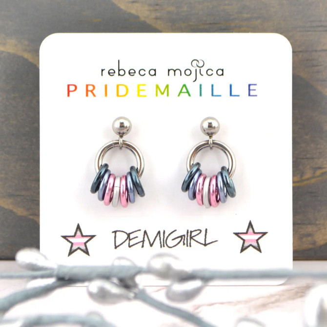 Demigirl Pride - Tiny Hoop Flag Earring