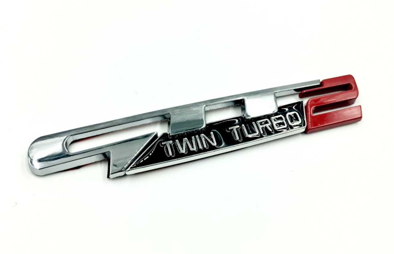 GTT2 Twin Turbo Emblem 3pc Design (Chrome-Red) 