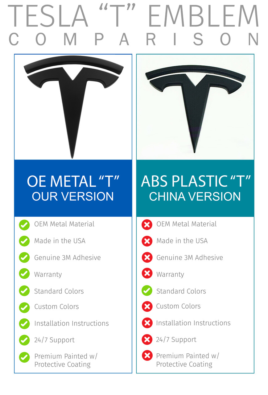 2012-2015 Model S "T" Badge Emblem Replacements (Custom Colors)