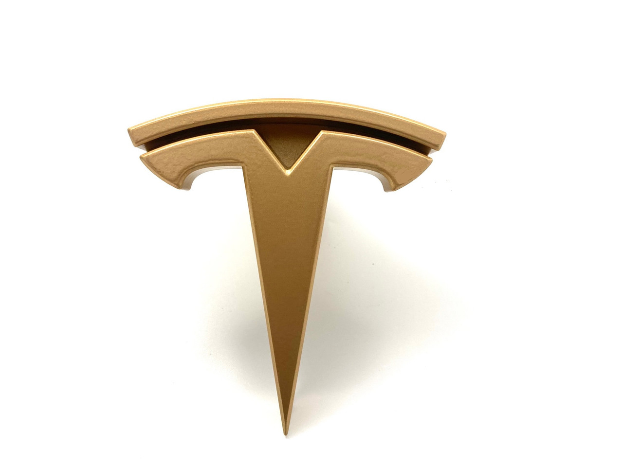 Metallic Gold Tesla Model X S Front Assembly "T" Emblem Badge Logo