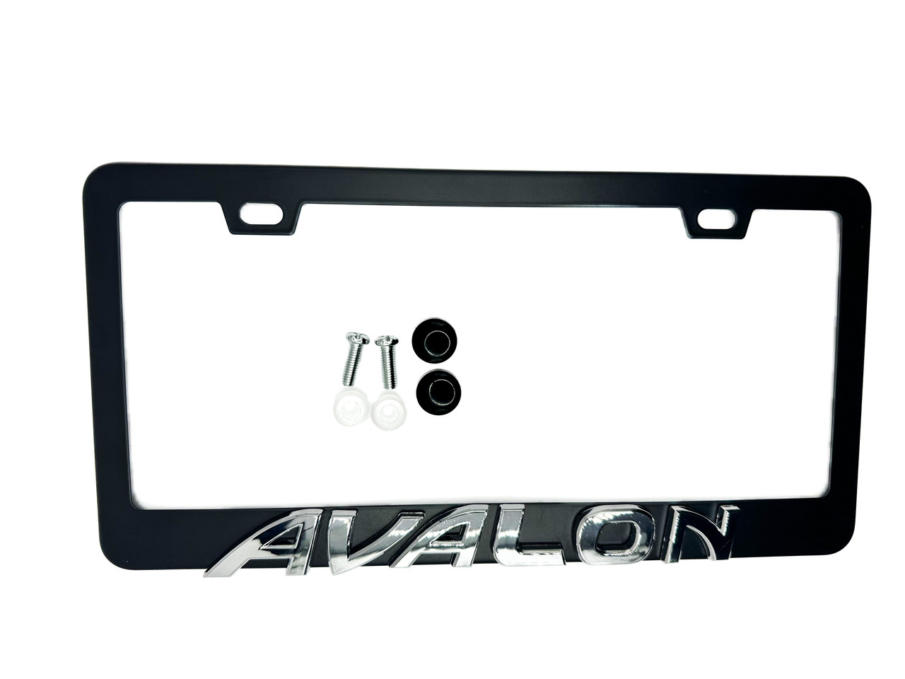 AVALON BLACK License Plate Frame Stainless Steel with Chrome Logo