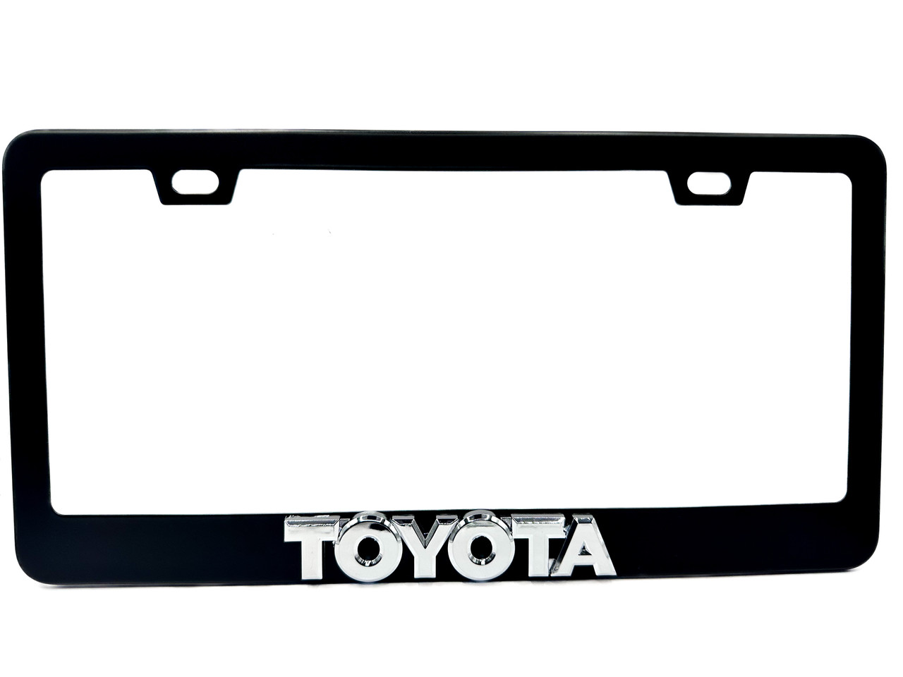TOYOTA BLACK License Plate Frame Logo Stainless Steel with Chrome Logo