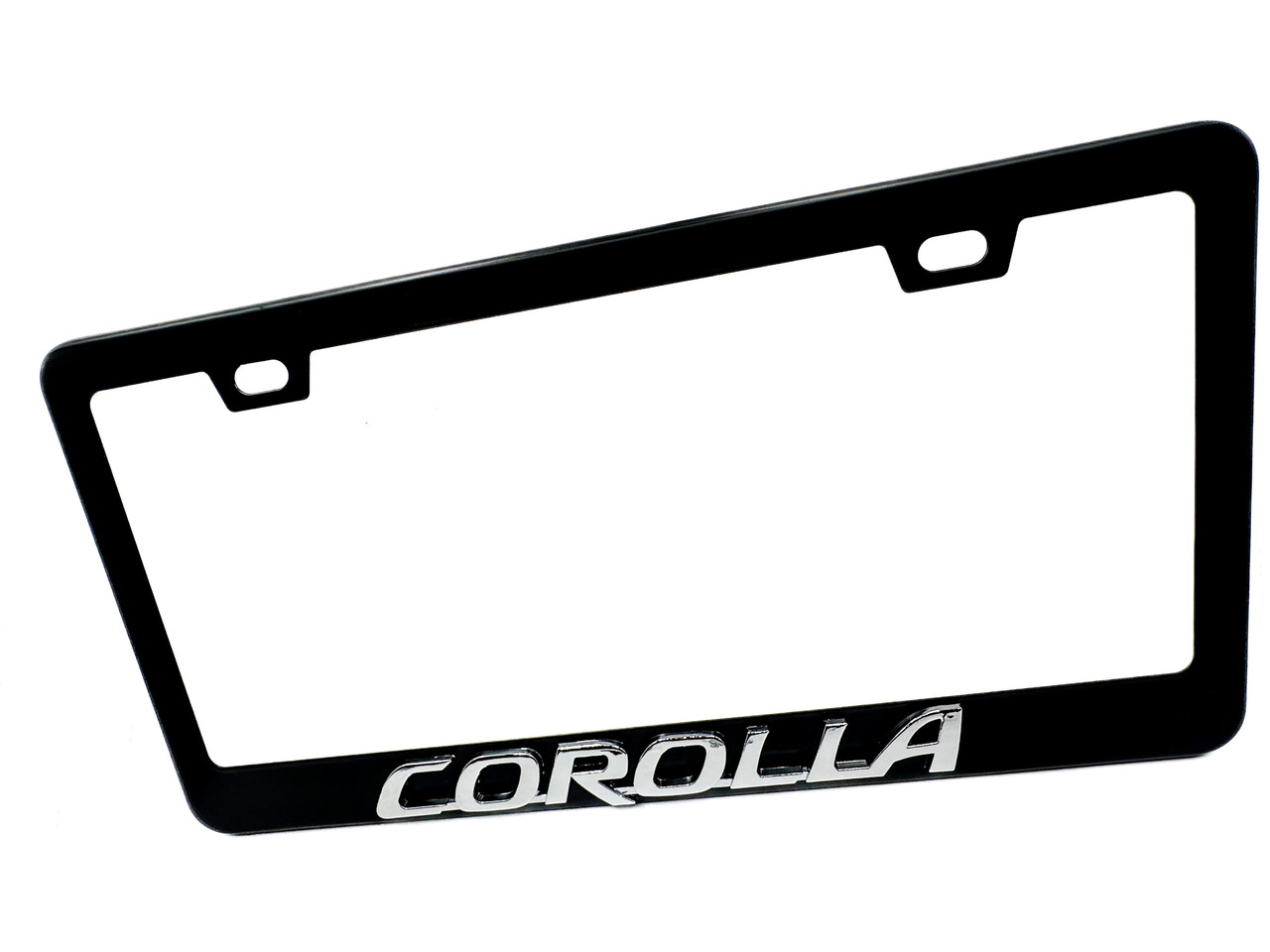 COROLLA Black License Plate Frame Stainless Steel with Chrome Logo
