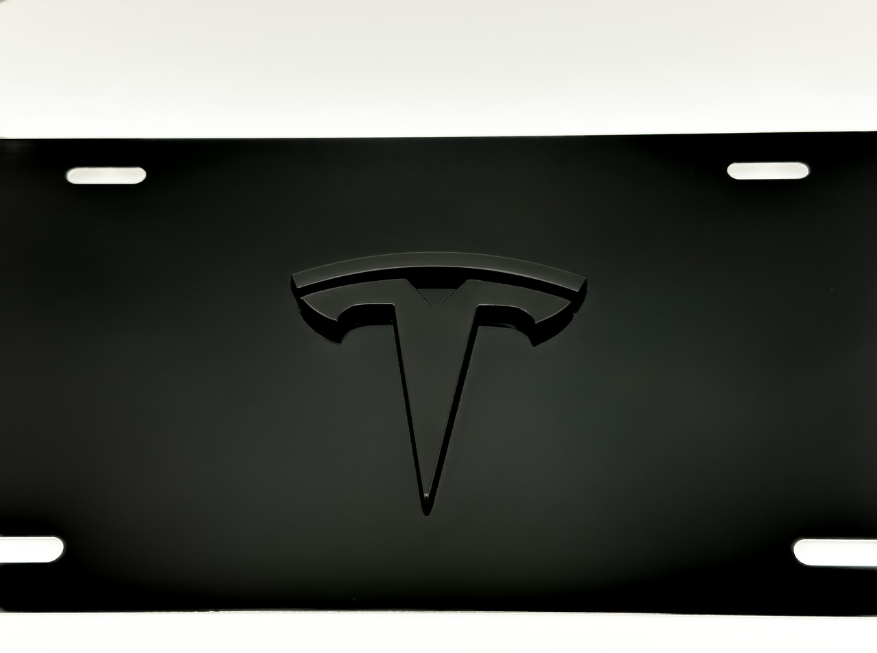 TESLA "T" FRONT VANITY License Plate (Satin Matte Black Logo) 