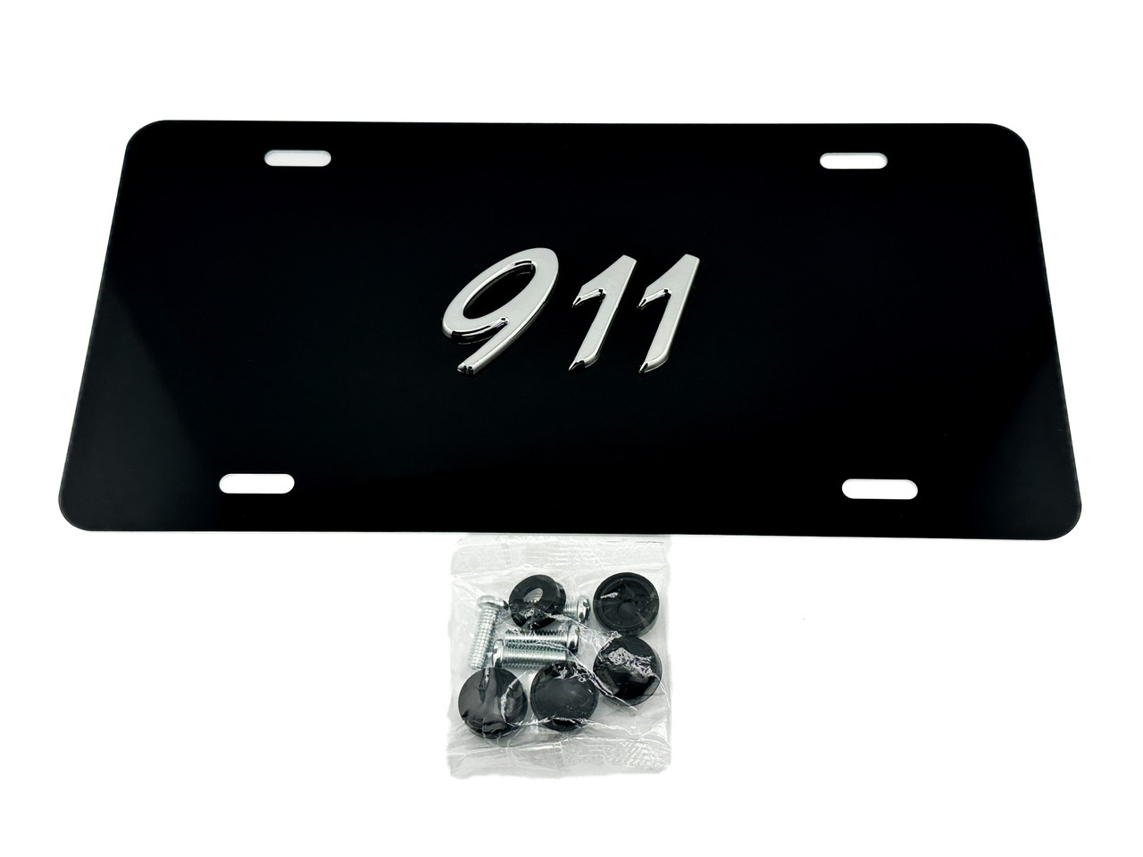 FRONT VANITY License Plate with OEM CHROME Letter Badge for Porsche 911
